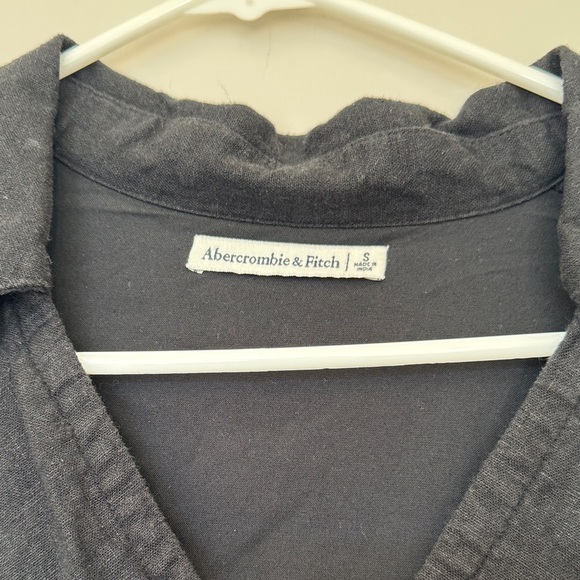 Abercrombie Black Linen Blend Cutout Wrap Collared Dress - S - Picture 4 of 5